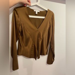 Silk brown Hugo boss v-neck blouse